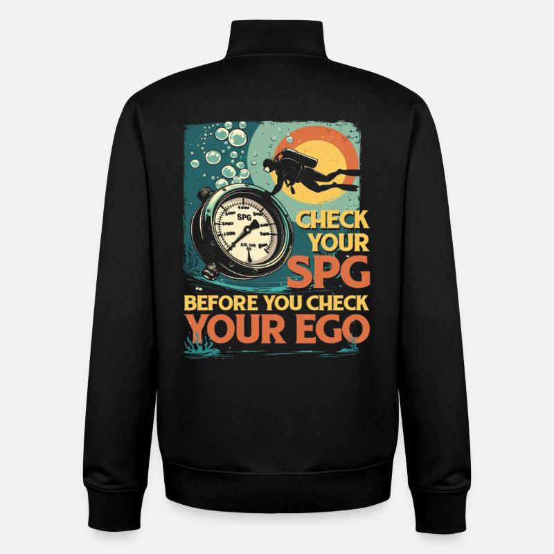 Plongeurs Plongée Plongée Vérifiez votre SPG - Sweat zippé unisexe en coton bio Stanley/Stella - noir