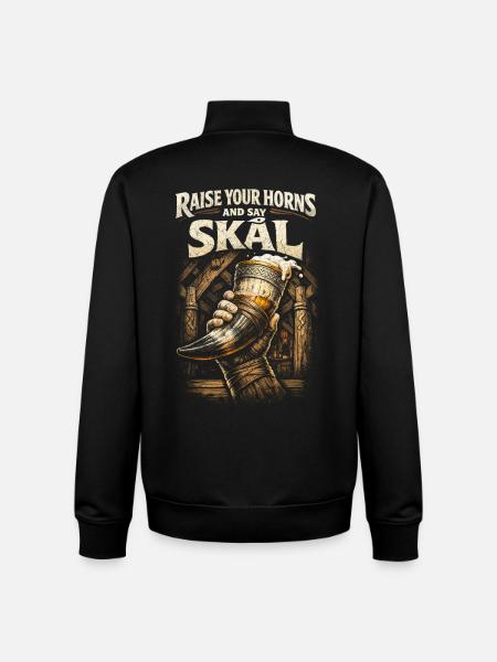 Scandinavian Viking Raise Your Horns - Unisex Organic Zip Sweatshirt by Stanley/Stella - black