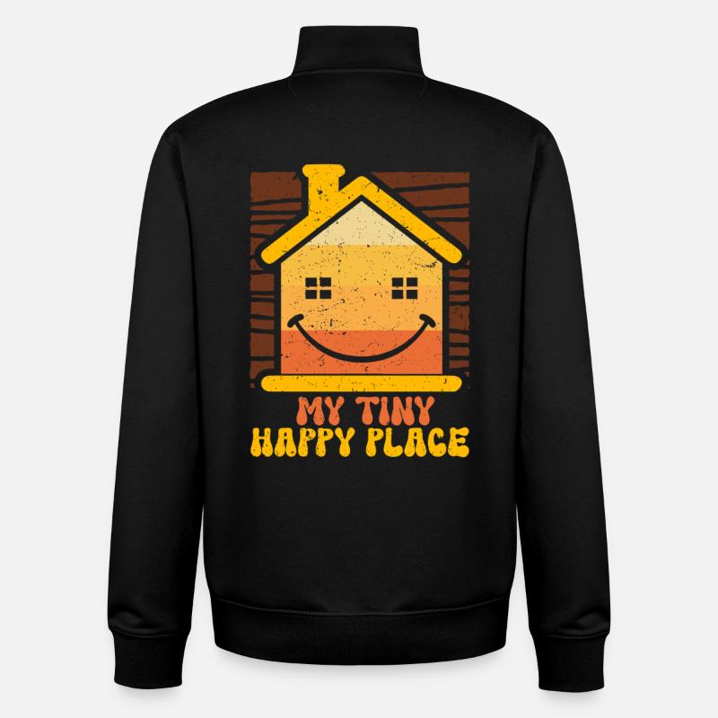 Tiny House Mon petit endroit heureux - Sweat zippé unisexe en coton bio Stanley/Stella - noir