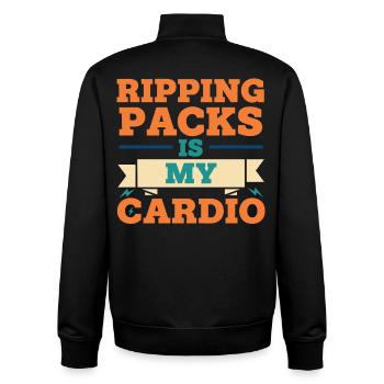 Ripping Packs Is My Cardio Trading Card Collector - Unisex Organic Zip Sweatshirt by Stanley/Stella - black - Back - AI Model Male 185 light (185cm)
