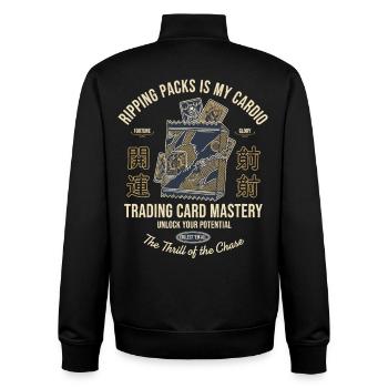 Packs zu rippen ist meine Meisterschaft im Cardio-Sammelkartenbereich - Unisex Organic Zip Sweatshirt von Stanley/Stella - Schwarz - Hinten - AI Model Male 185 light (185cm)