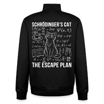 Schrödinger's Cat The Escape Plan - Unisex Organic Zip Sweatshirt by Stanley/Stella - black - Back - AI Model Male 185 light (185cm)