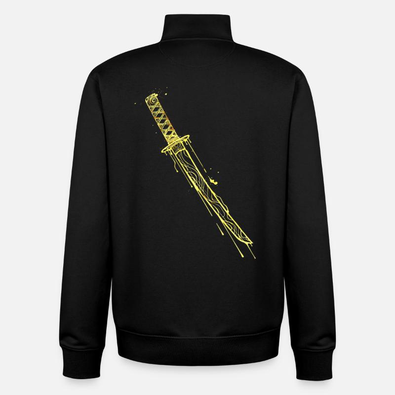 Katana d’Or Samouraï - Sweat zippé unisexe en coton bio Stanley/Stella - noir