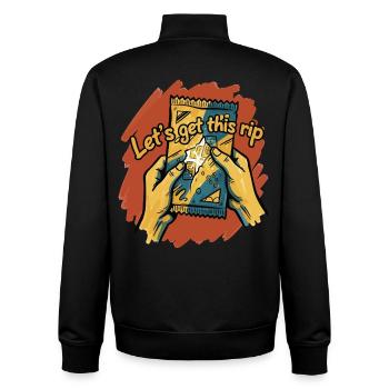 Lasst uns dieses Rip-Sammelkarten-Boosterpaket holen - Unisex Organic Zip Sweatshirt von Stanley/Stella - Schwarz - Hinten - AI Model Male 185 light (185cm)