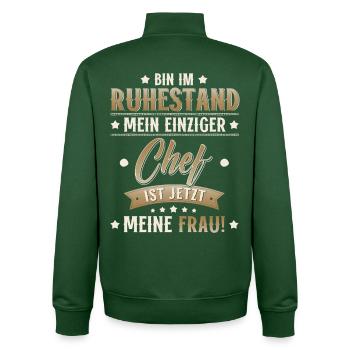 Pension Gift Man Pensioner Retirement 2026 Funny - Unisex Organic Zip Sweatshirt by Stanley/Stella - bottle green - Back - AI Model Male 185 dark (185cm)
