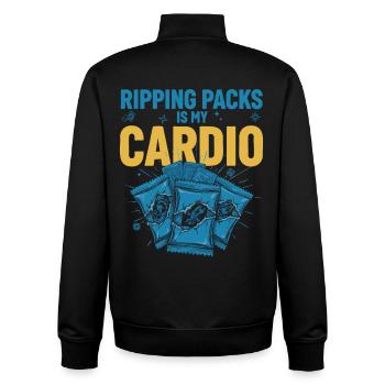 Packs zu rippen ist mein Cardio-Sammelkarten-Booster - Unisex Organic Zip Sweatshirt von Stanley/Stella - Schwarz - Hinten - AI Model Male 185 light (185cm)