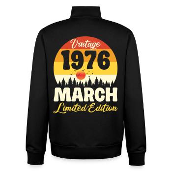 50 Year Anniversary March 1976 Retro Vintage Gift - Unisex Organic Zip Sweatshirt by Stanley/Stella - black - Back - AI Model Male 185 light (185cm)