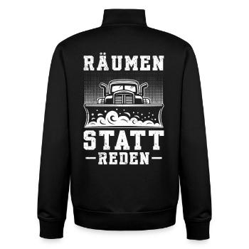 Schneeräumer RÄUMEN STATT REDEN Lustiges - Unisex Organic Zip Sweatshirt von Stanley/Stella - Schwarz - Hinten - AI Model Male 185 light (185cm)