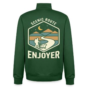 Scenic Route Enjoyer Wander Motif - Unisex Organic Zip Sweatshirt by Stanley/Stella - bottle green - Back - AI Model Male 185 dark (185cm)