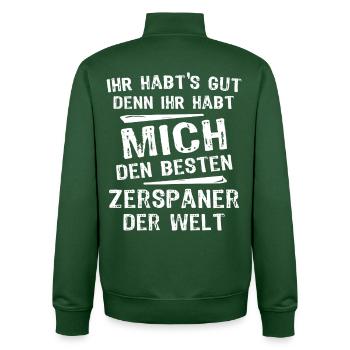 Hoggers - Unisex Organic Zip Sweatshirt by Stanley/Stella - bottle green - Back - AI Model Male 185 dark (185cm)