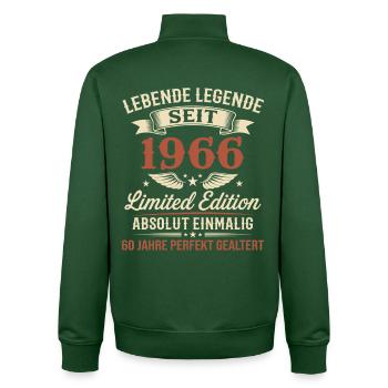 60e anniversaire 1966 Legend Vintage Gift - Sweat zippé unisexe en coton bio Stanley/Stella - vert bouteille - Dos - AI Model Male 185 dark (185cm)