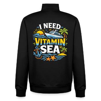 I Need Vitamin Sea | Cruise pun motif - Unisex Organic Zip Sweatshirt by Stanley/Stella - black - Back - AI Model Male 185 light (185cm)
