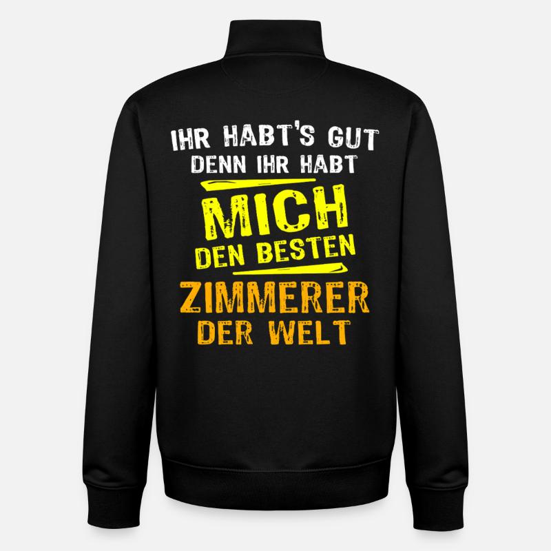 Zimmerer Geschenk - Unisex Organic Zip Sweatshirt von Stanley/Stella - Schwarz
