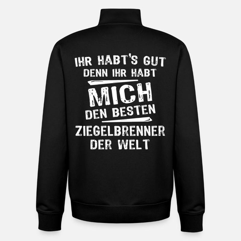 Brûleur à briques - Sweat zippé unisexe en coton bio Stanley/Stella - noir