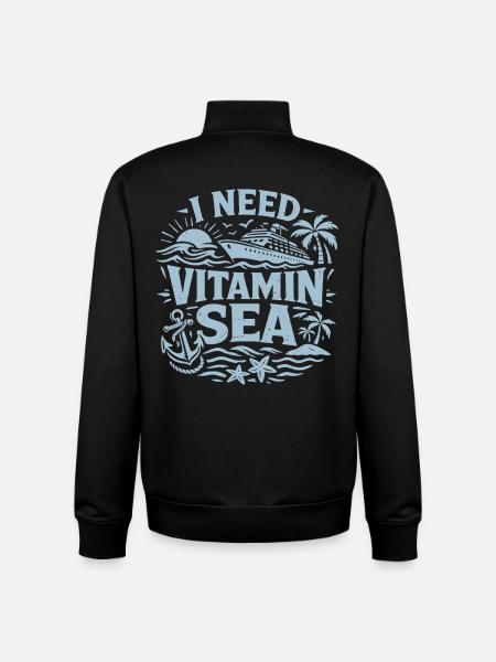 Tarvitsen Vitamin Sea | Risteily-sanaleikki - Unisex vetoketjullinen collegepaita luomupuuvillasta Stanley/Stellalta - musta