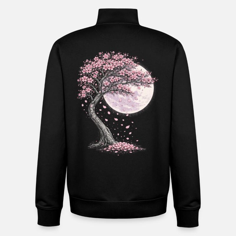 Cherry Blossom Sakura Cherry Blossom - Unisex Organic Zip Sweatshirt by Stanley/Stella - black