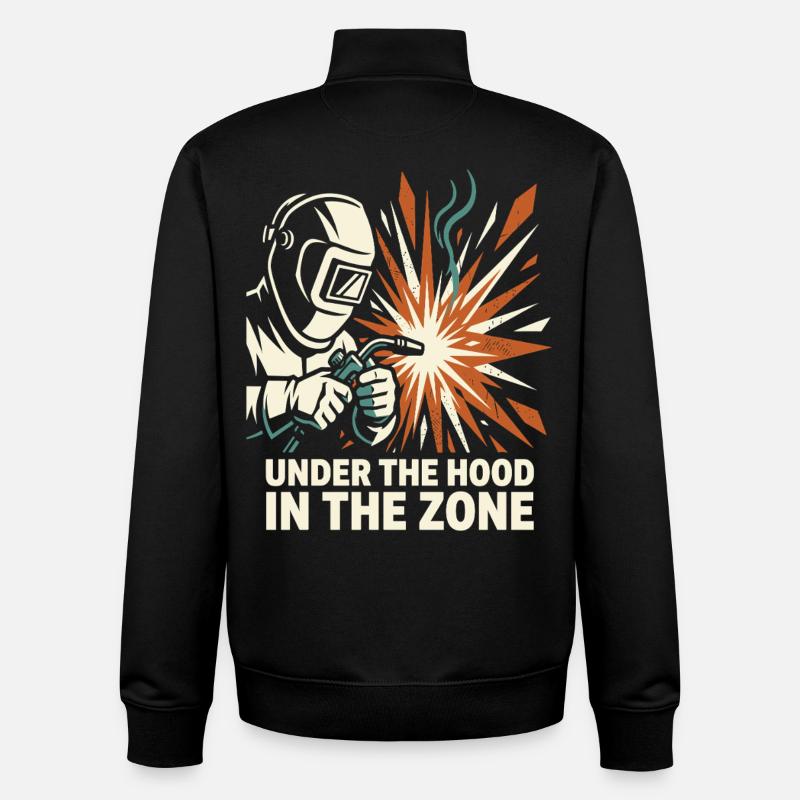 Welder Helmet Spark Focus Design - Unisex Organic Zip Sweatshirt by Stanley/Stella - black