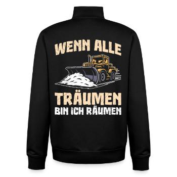 Schneeräumer WENN ALLE TRÄUMEN BIN ICH RÄUMEN - Unisex Organic Zip Sweatshirt von Stanley/Stella - Schwarz - Hinten - AI Model Male 185 light (185cm)