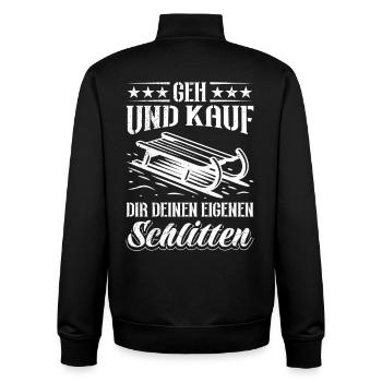 Schlitten GEH UND KAUF DIR DEINEN EIGENEN - Unisex Organic Zip Sweatshirt von Stanley/Stella - Schwarz - Hinten - AI Model Male 185 light (185cm)