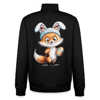 Renard de la chemise de Pâques avec des oreilles de lapin de Pâques - Sweat zippé unisexe en coton bio Stanley/Stella - noir - Dos - AI Model Male 185 light (185cm)
