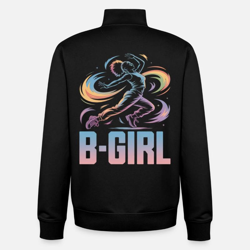 B-Girl Breakdance Streetstyle Rétro Design - Sweat zippé unisexe en coton bio Stanley/Stella - noir