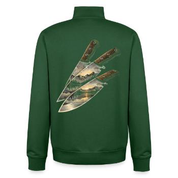 Prepper Überlebenskünstler - Unisex Organic Zip Sweatshirt von Stanley/Stella - Flaschengrün - Hinten - AI Model Male 185 dark (185cm)