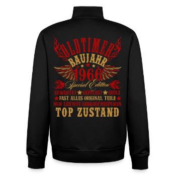 60th Birthday 60 Years Decoration 1965 Gift Funny - Unisex Organic Zip Sweatshirt by Stanley/Stella - black - Back - AI Model Male 185 light (185cm)