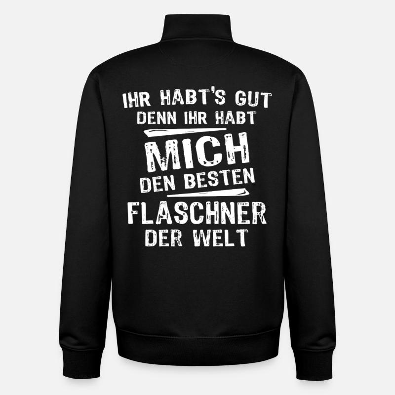 Plombier - Sweat zippé unisexe en coton bio Stanley/Stella - noir