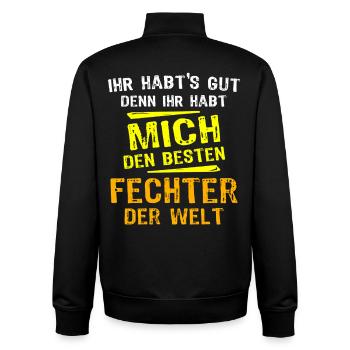Fechter Geschenk - Unisex Organic Zip Sweatshirt von Stanley/Stella - Schwarz - Hinten - AI Model Male 185 light (185cm)