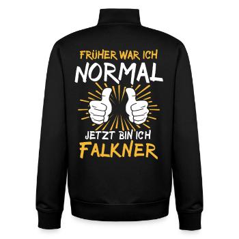 Falkner Spruch - Sweat zippé unisexe en coton bio Stanley/Stella - noir - Dos - AI Model Male 185 light (185cm)