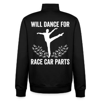 Will Dance For Race Car Parts Saying - Unisex Organic Zip Sweatshirt by Stanley/Stella - black - Back - AI Model Male 185 light (185cm)
