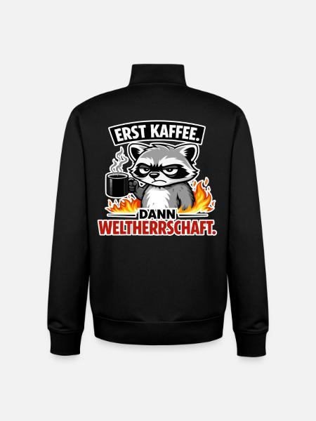 First coffee, then world domination - Unisex Organic Zip Sweatshirt by Stanley/Stella - black