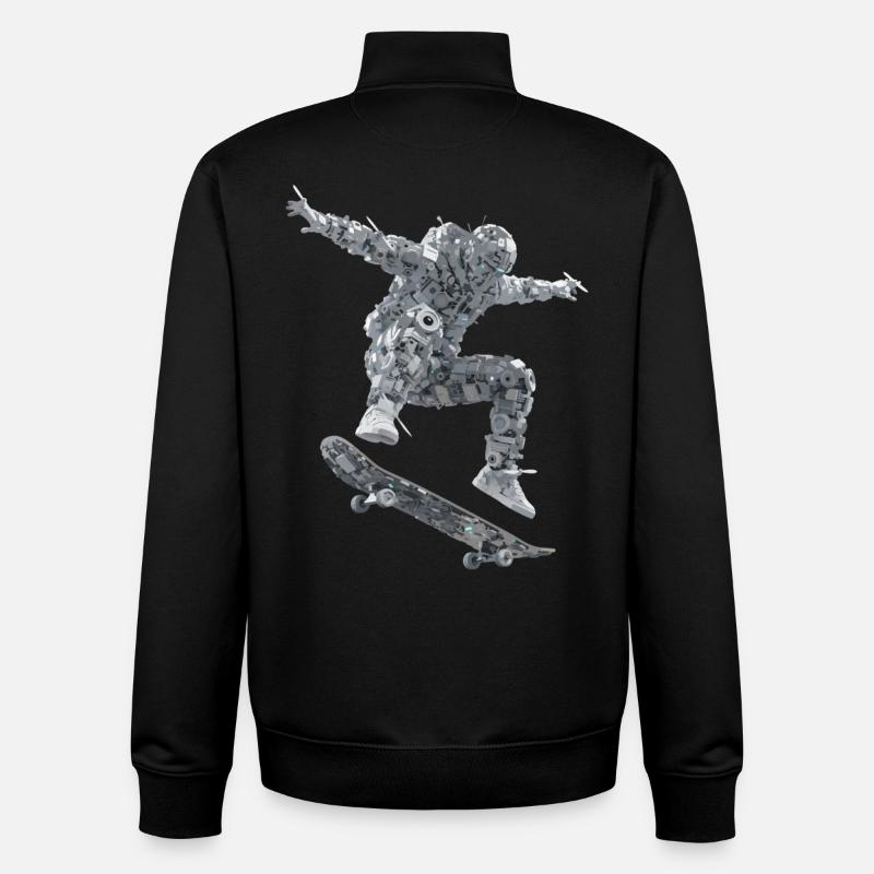 Skateboard Roboter - Unisex Organic Zip Sweatshirt von Stanley/Stella - Schwarz