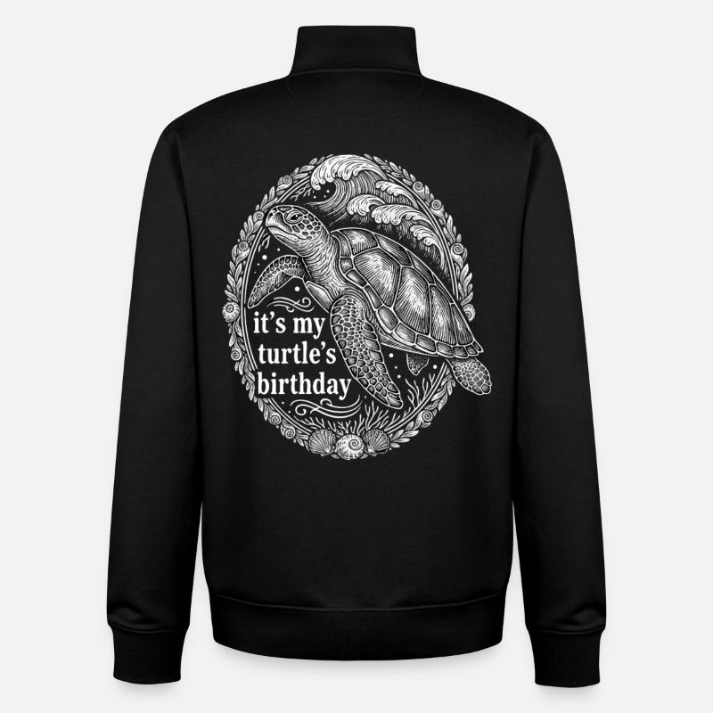 C’est l’anniversaire de ma tortue - Sweat zippé unisexe en coton bio Stanley/Stella - noir
