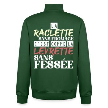 La Raclette Sans Fromage Levrette Sans Fessée - Sweat zippé unisexe en coton bio Stanley/Stella - vert bouteille - Dos - AI Model Male 185 dark (185cm)