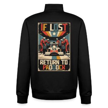 Course automobile : Sport automobile : Retour au paddock en cas de perte - Sweat zippé unisexe en coton bio Stanley/Stella - noir - Dos - AI Model Male 185 light (185cm)