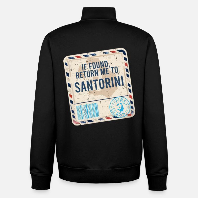 If Found Return To Santorini - Unisex Organic Zip Sweatshirt by Stanley/Stella - black
