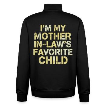 Favorite Mother-In-Law's Child - Unisex Organic Zip Sweatshirt by Stanley/Stella - black - Back - AI Model Male 185 light (185cm)