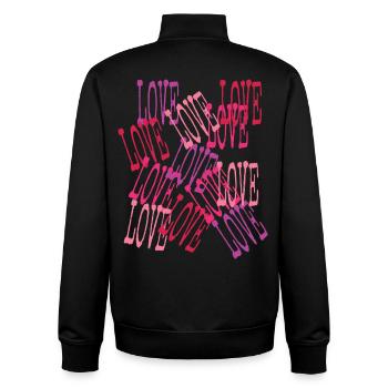 Love Cascading Romantic Lettering - Unisex Organic Zip Sweatshirt by Stanley/Stella - black - Back - AI Model Male 185 light (185cm)
