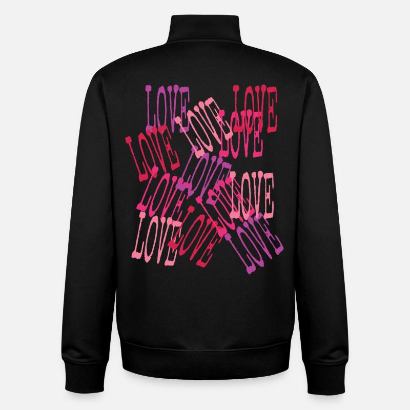 Love en Cascade Lettrage Romantique - Sweat zippé unisexe en coton bio Stanley/Stella - noir