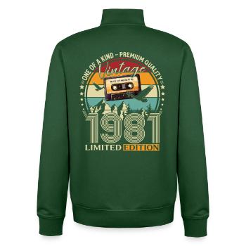 45. Geburtstag Geschenk Mann Vintage März 1981 - Unisex Organic Zip Sweatshirt von Stanley/Stella - Flaschengrün - Hinten - AI Model Male 185 dark (185cm)