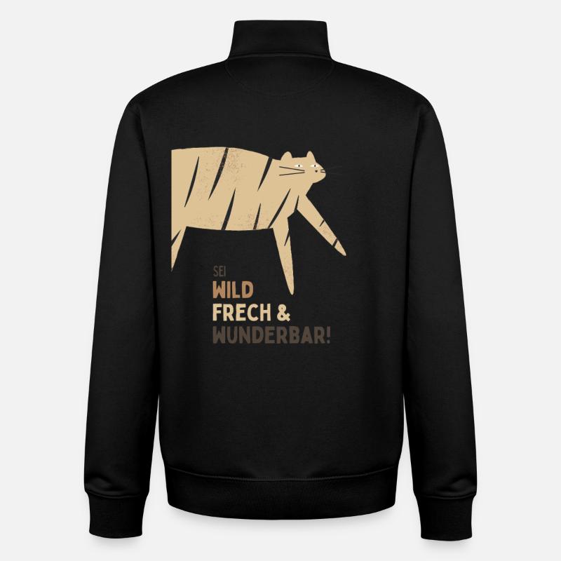 Sei wild French & Wunderbar Katze - Unisex Organic Zip Sweatshirt von Stanley/Stella - Schwarz