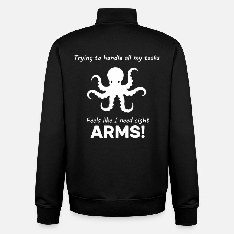 Sjov blæksprutte-stresskontor - Stanley/Stella unisex sweatshirt med lynlås i økologisk - sort