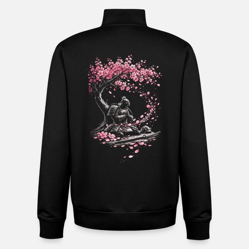 Cherry Blossom Sakura Cherry Blossom - Unisex Organic Zip Sweatshirt by Stanley/Stella - black