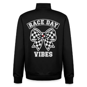 Race Day Vibes Plaid Bow - Unisex Organic Zip Sweatshirt by Stanley/Stella - black - Back - AI Model Male 185 light (185cm)