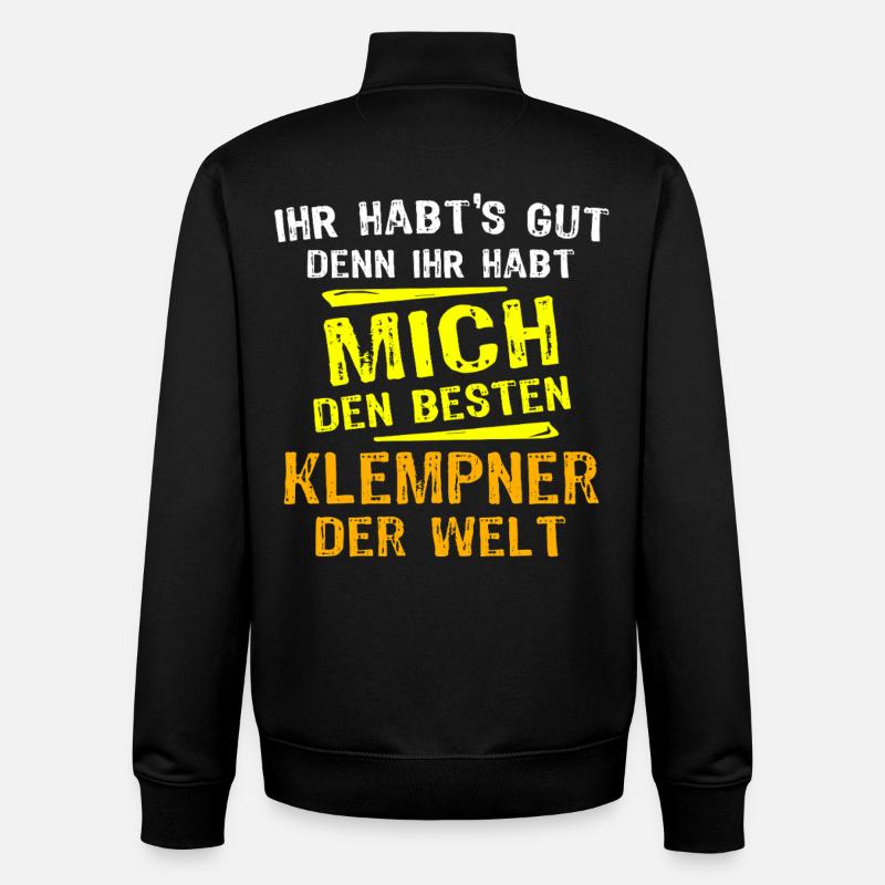 Cadeau plombier - Sweat zippé unisexe en coton bio Stanley/Stella - noir