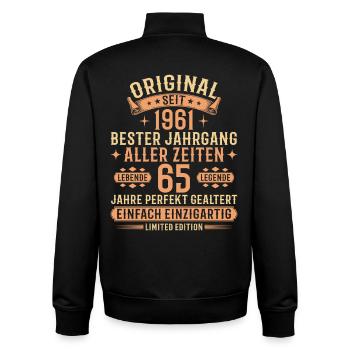 65. Geburtstag 1961 Jahrgang Legende Geschenk - Unisex Organic Zip Sweatshirt von Stanley/Stella - Schwarz - Hinten - AI Model Male 185 light (185cm)