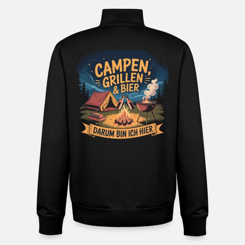Camping Grilling Beer T-Shirt - Unisex Organic Zip Sweatshirt by Stanley/Stella - black