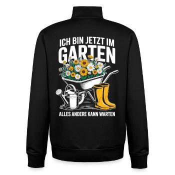 Gartenarbeit Shirt Ich bin jetzt im Garten - Unisex Organic Zip Sweatshirt von Stanley/Stella - Schwarz - Hinten - AI Model Male 185 light (185cm)