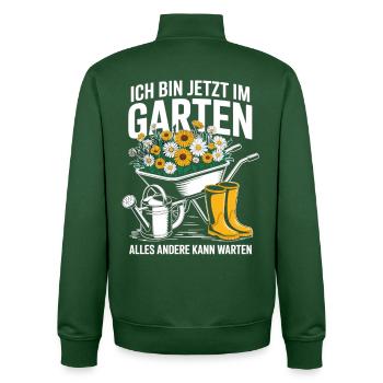 Gardening Shirt I'm in the Garden Now - Unisex Organic Zip Sweatshirt by Stanley/Stella - bottle green - Back - AI Model Male 185 dark (185cm)